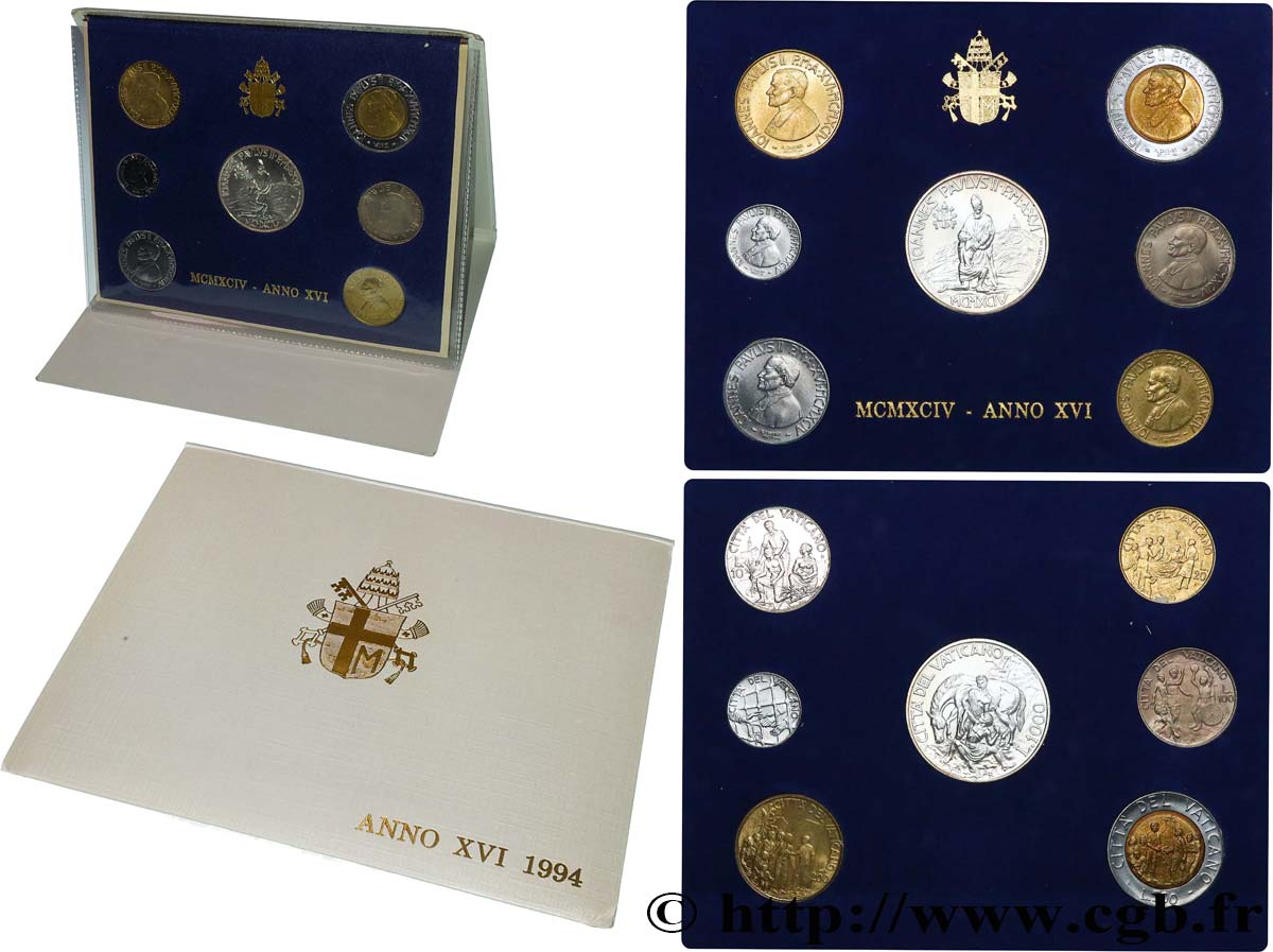 VATICAN ET ÉTATS PONTIFICAUX Série 7 monnaies Jean-Paul II an XVI 1994 Rome FDC 