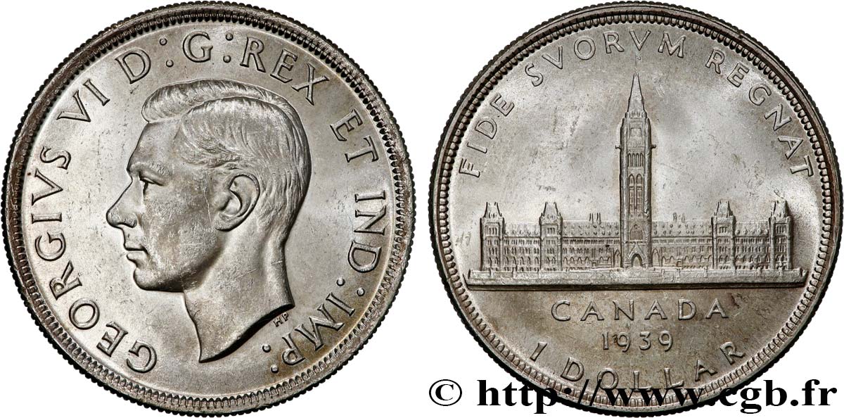 KANADA 1 Dollar Georges VI - visite royale au parlement 1939  VZ 