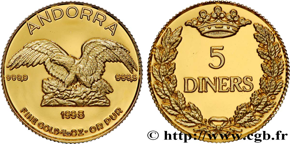 ANDORRA 5 Diners Proof aigle 1995  ST 
