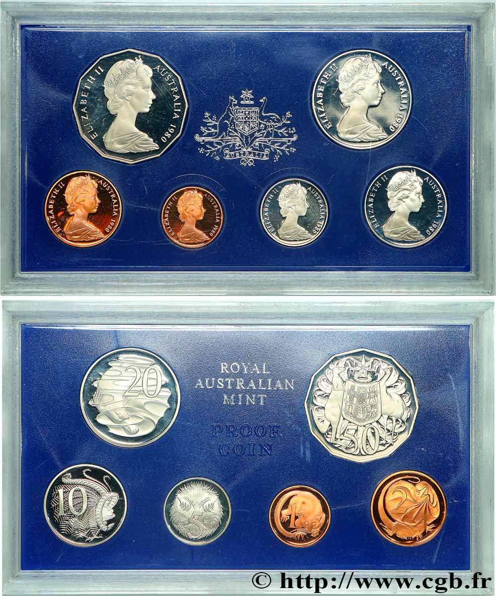 AUSTRALIE Série Proof 6 monnaies 1980  BE 
