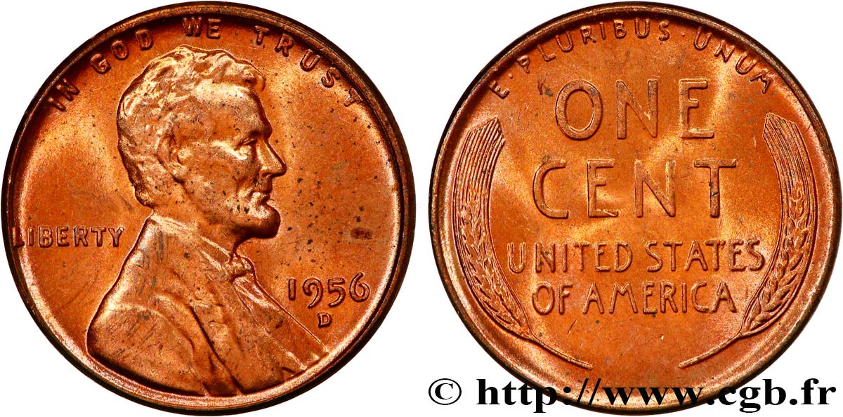 ESTADOS UNIDOS DE AMÉRICA 1 Cent Lincoln 1956 Denver SC 