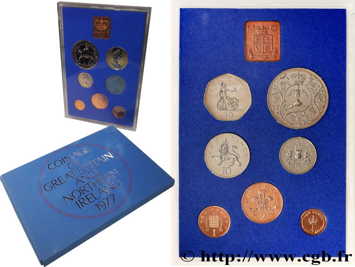 VEREINIGTEN KÖNIGREICH Série FDC 6 monnaies + 1 jeton 1977  ST 