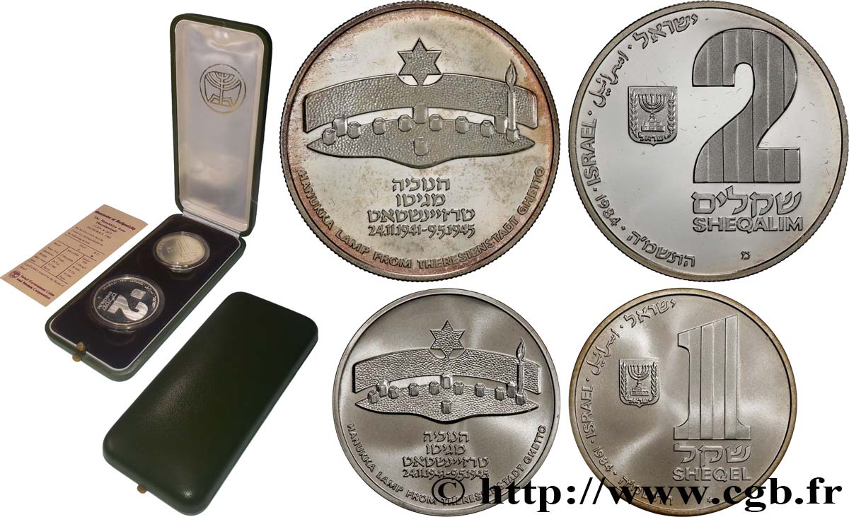 ISRAËL Coffret Proof et BU de deux monnaies 1984  FDC 