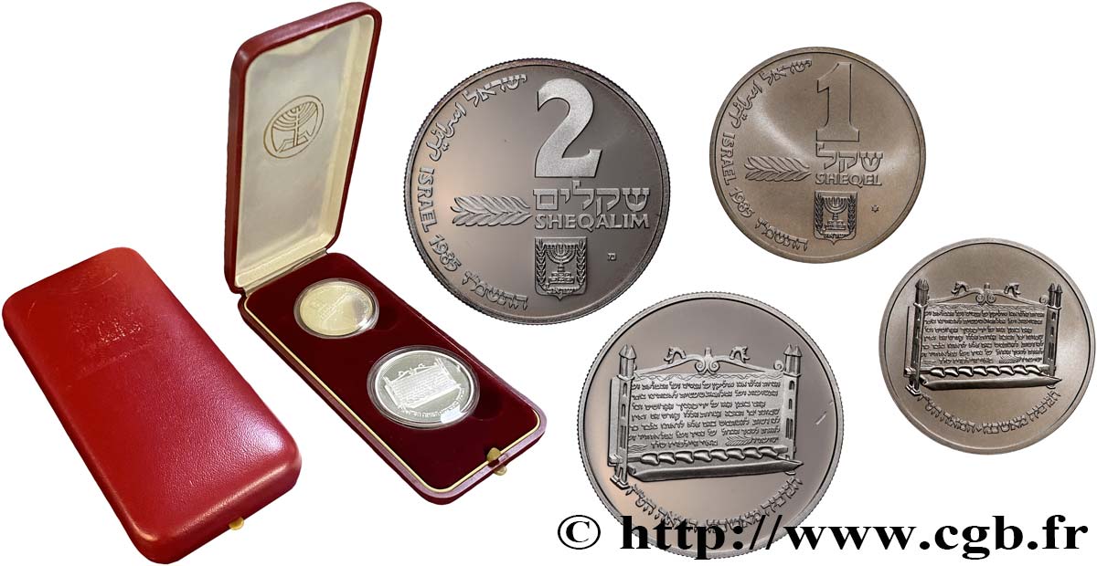 ISRAELE Coffret Proof et BU de deux monnaies 1985  FDC 