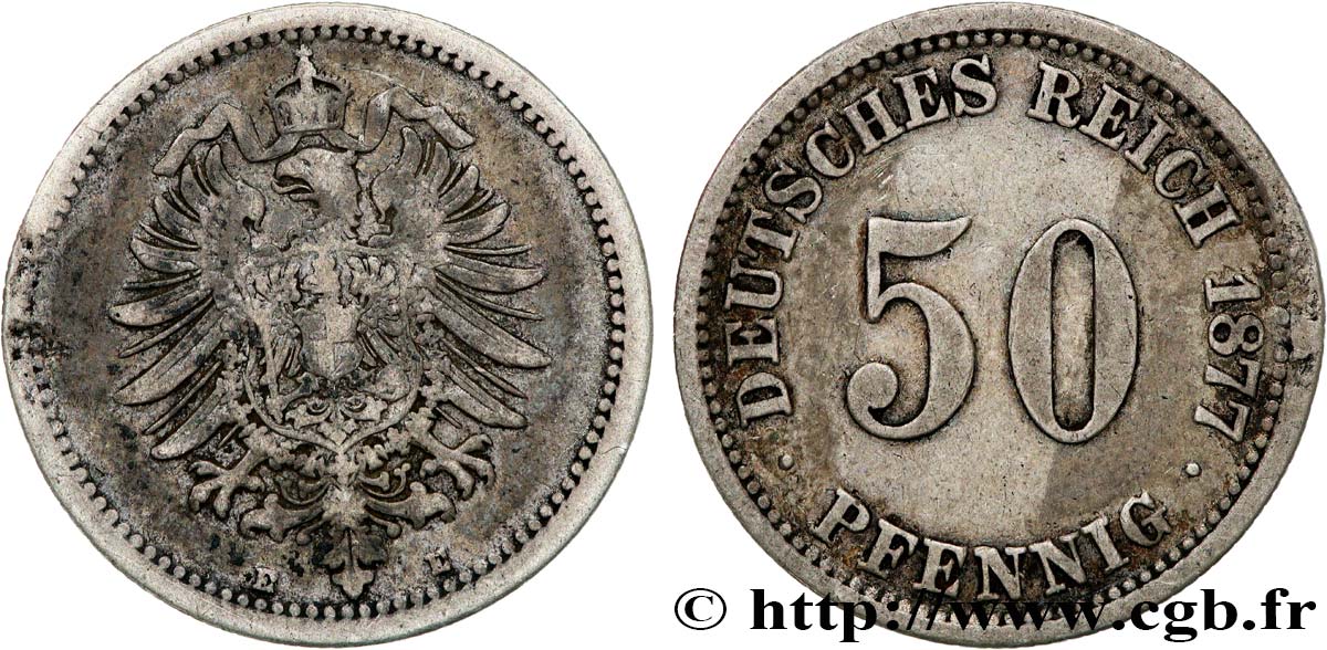 GERMANY 50 Pfennig 1877 Muldenhutten VF 