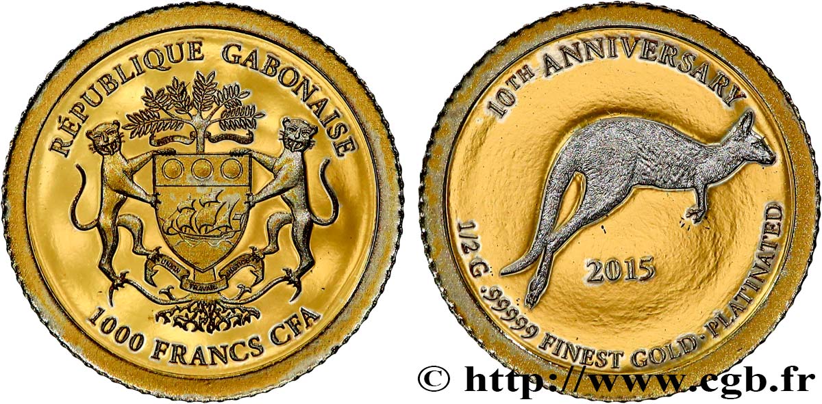 GABON 1000 Francs CFA Proof Kangourou 2015 Paris MS 