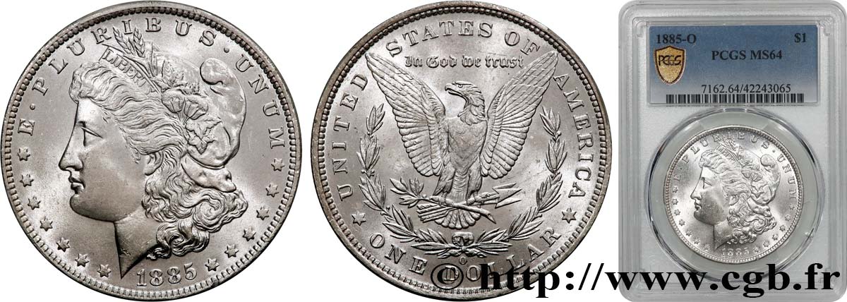 STATI UNITI D AMERICA 1 Dollar Morgan 1885 Nouvelle-Orléans MS64 PCGS