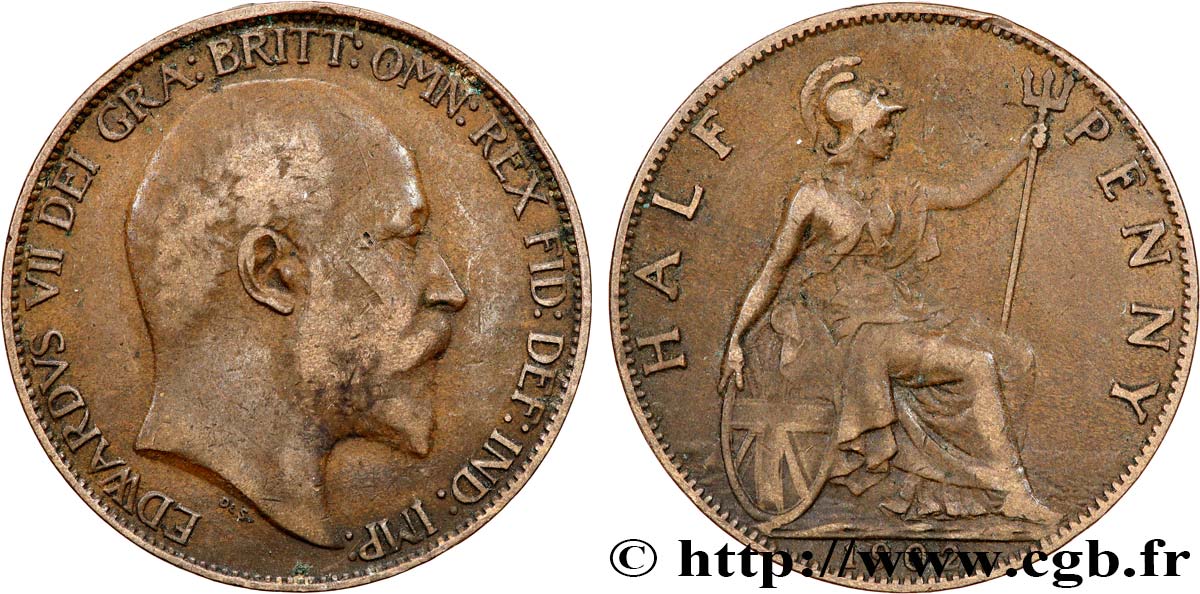 VEREINIGTEN KÖNIGREICH 1/2 Penny Edouard VII 1902  SS 