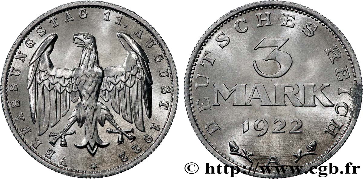 GERMANY 3 Mark Jour de la Constitution 1922 Berlin MS 