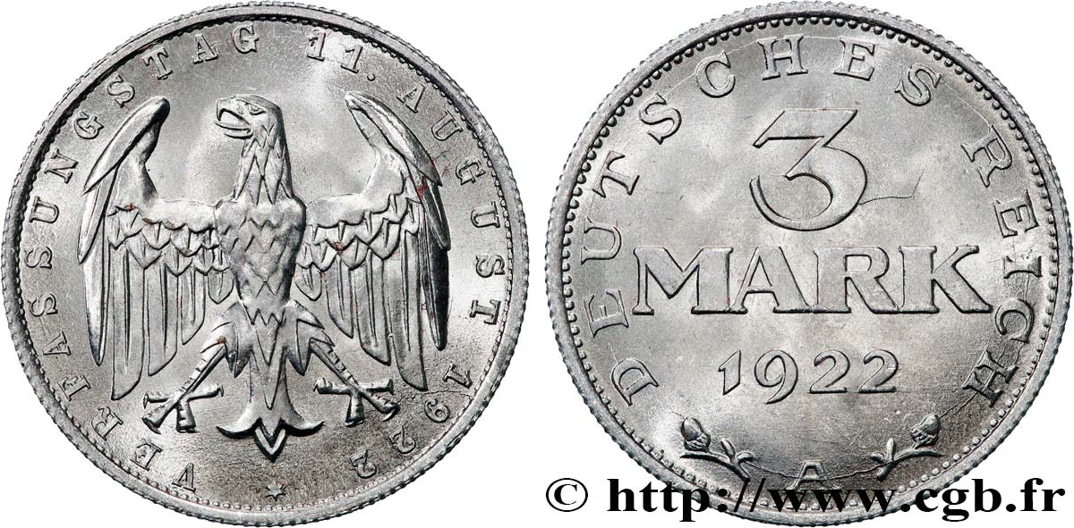 GERMANY 3 Mark Jour de la Constitution 1922 Berlin MS 