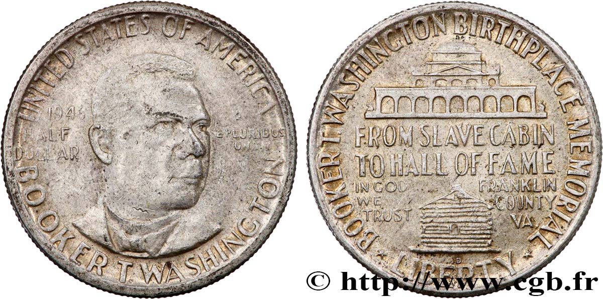 UNITED STATES OF AMERICA 1/2 Dollar Booker T. Washington Memorial 1946 Denver XF 