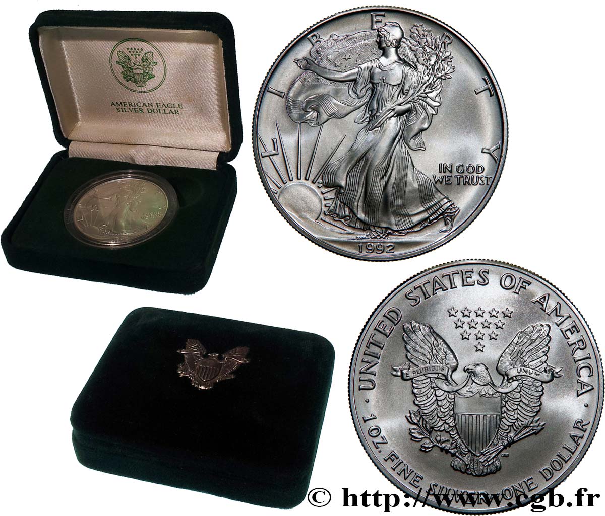 STATI UNITI D AMERICA 1 Dollar Silver Eagle 1992 Philadelphie FDC 