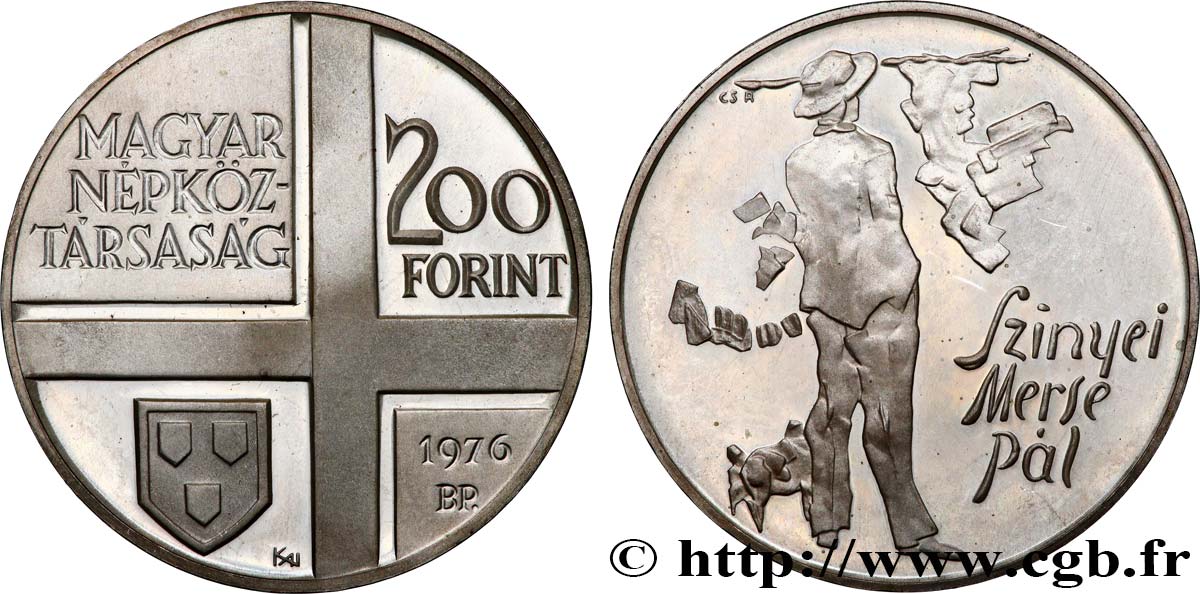 HONGRIE 200 Forint Proof le peintre Pal Szinyei Merse 1976 Budapest SPL 