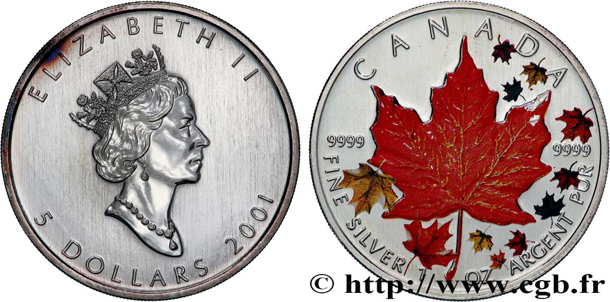 CANADá
 5 Dollars (1 once) feuille d’érable 2001  SC 