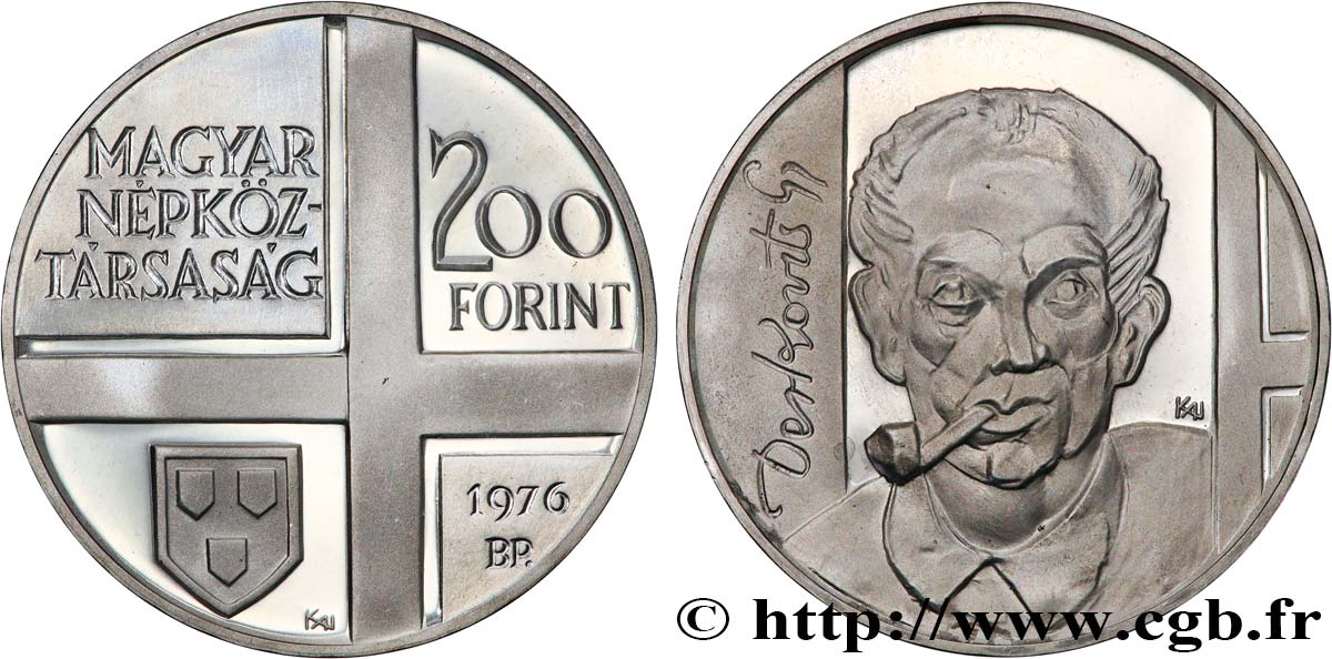 UNGHERIA 200 Forint Proof le peintre Gyula Derkovits 1976 Budapest MS 
