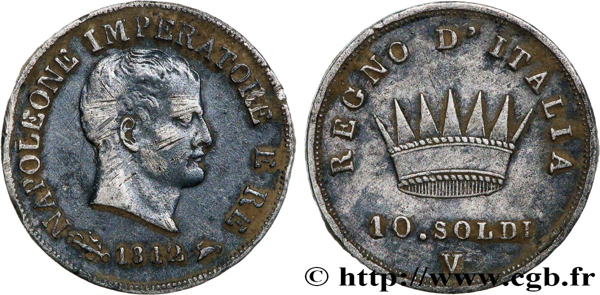 ITALIE - ROYAUME D ITALIE - NAPOLÉON Ier 10 Soldi 1812 Venise TB+ 