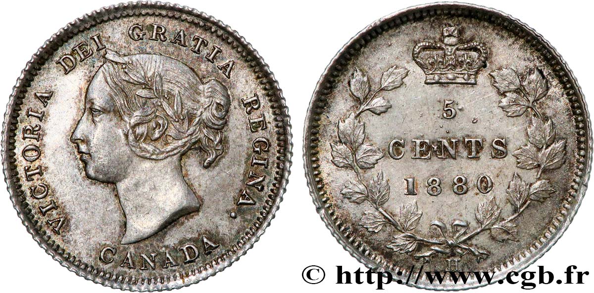 CANADA 5 Cents Victoria 1880 Heaton SUP 