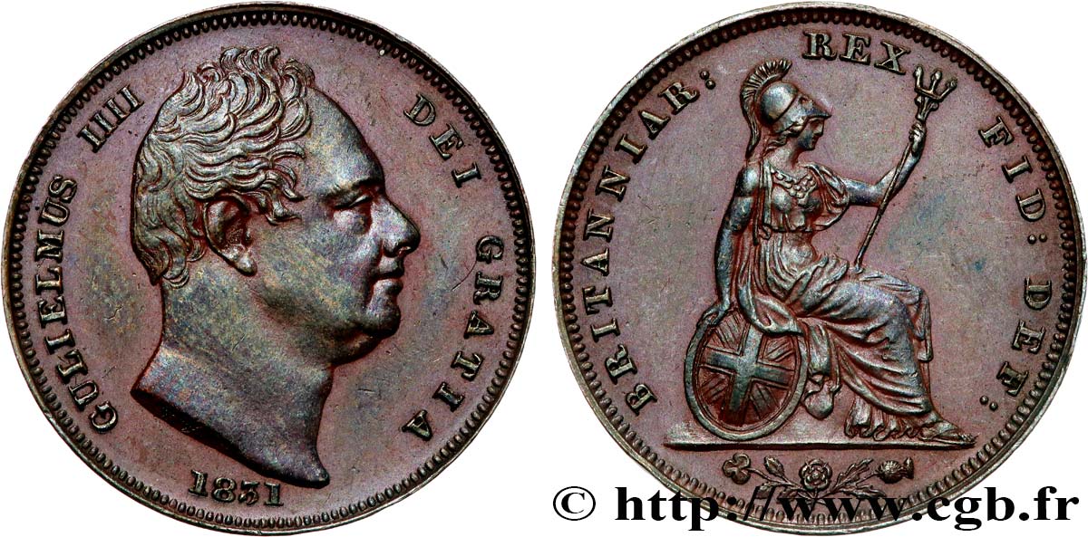 ROYAUME-UNI 1 Farthing Guillaume IV 1831  SUP 