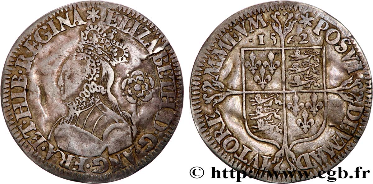 ENGLAND - KÖNIGREICH ENGLAND - ELIZABETH I. 6 Pence  1561 Londres fSS/SS 