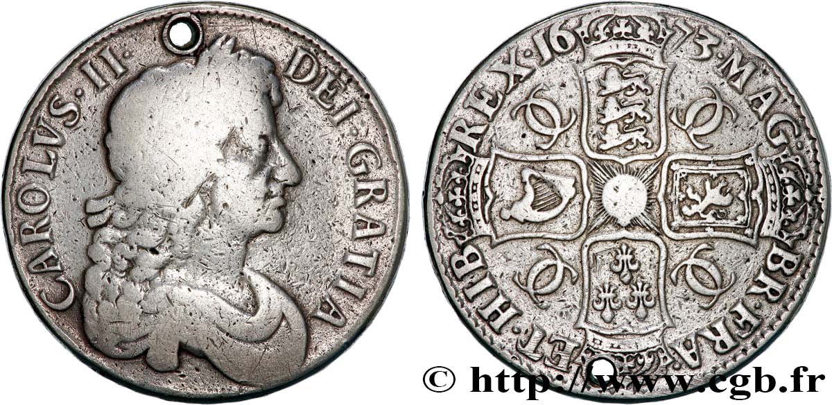 ENGLAND - KÖNIGREICH ENGLAND - KARL II. 1 Crown  1673  S/fSS 