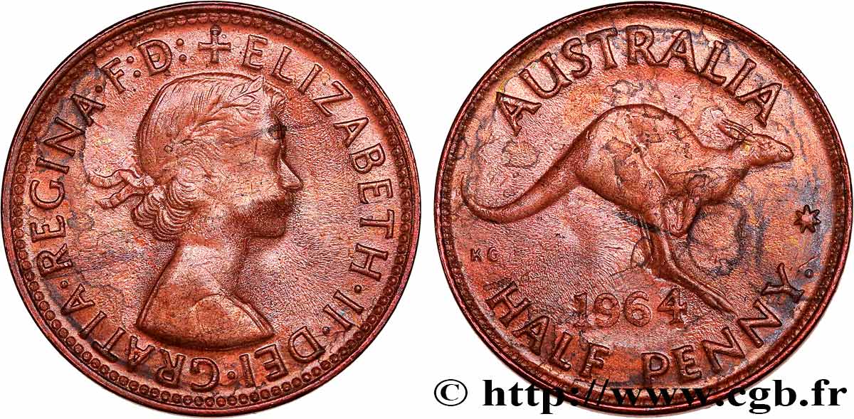 AUSTRALIA 1/2 Penny Élisabeth II 1964 Perth q.SPL 