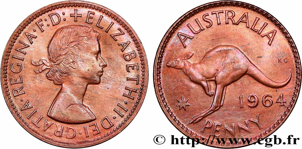 AUSTRALIE 1 Penny Elisabeth II 1964 Perth TTB+ 