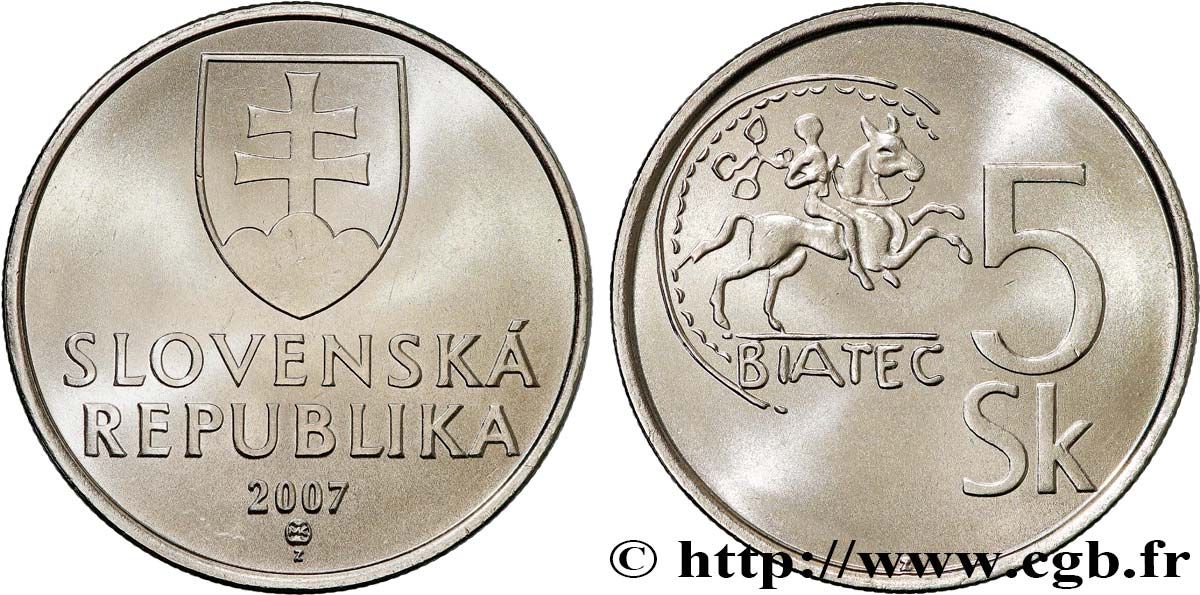 SLOVAQUIE 5 Koruna monnaie celte de Biatec 2007  SPL 