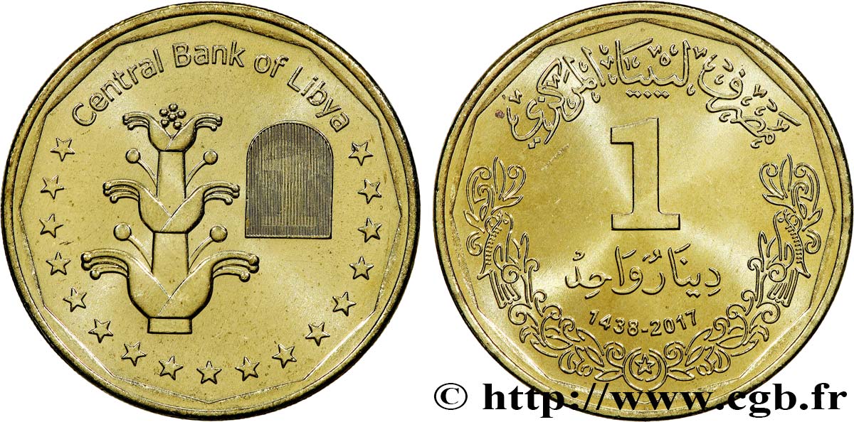 LIBYEN 1 Dinar AH 1238 2017  fST 