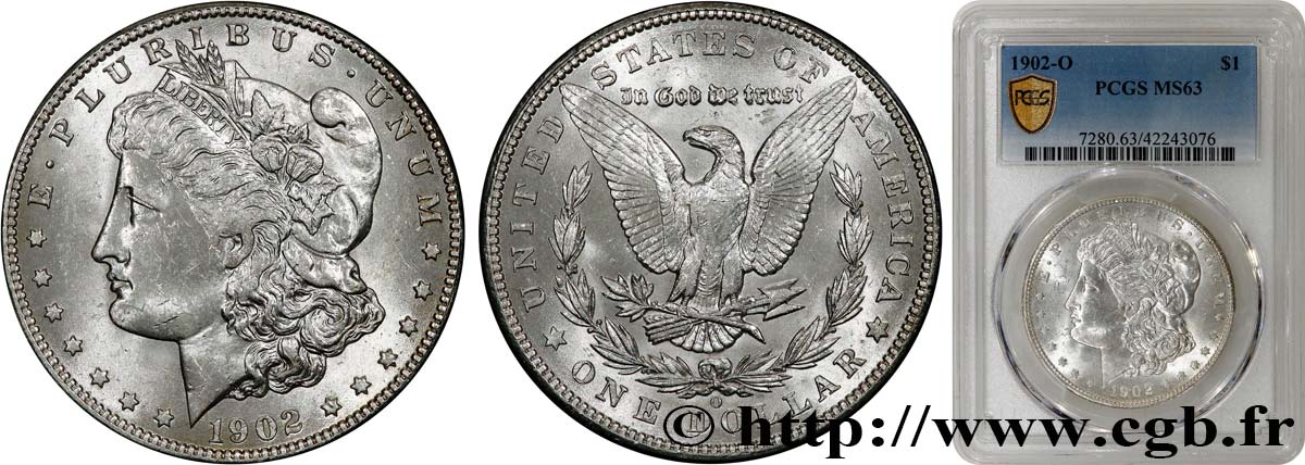 STATI UNITI D AMERICA 1 Dollar Morgan 1902 Nouvelle-Orléans - O MS63 PCGS