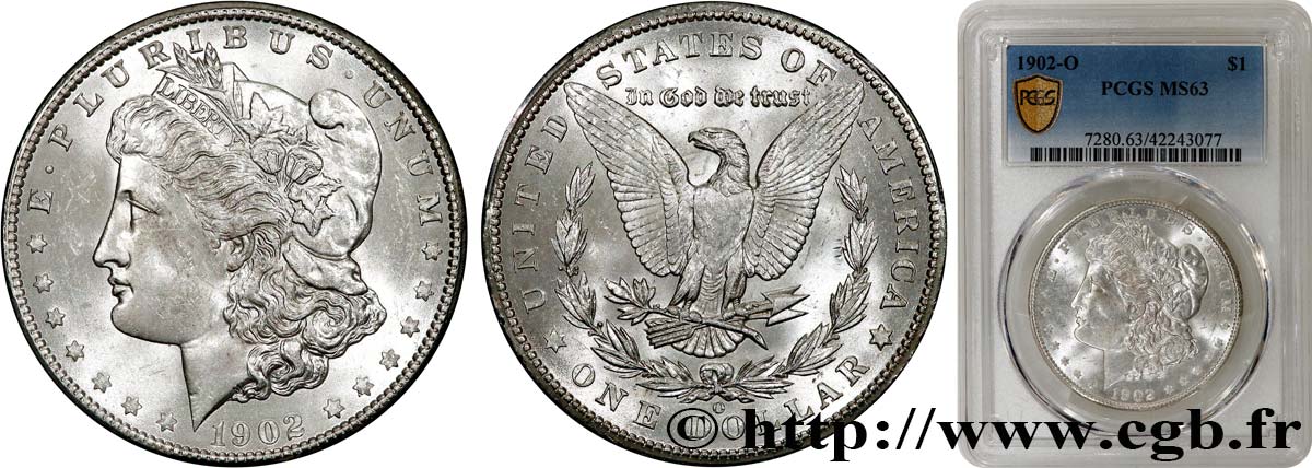 STATI UNITI D AMERICA 1 Dollar Morgan 1902 Nouvelle-Orléans - O MS63 PCGS