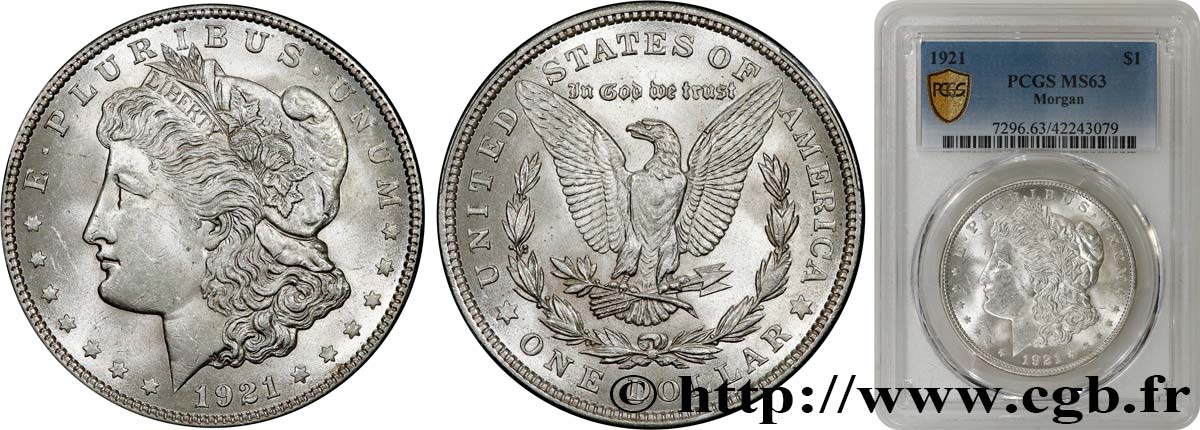 STATI UNITI D AMERICA 1 Dollar Morgan 1921 Philadelphie MS63 PCGS