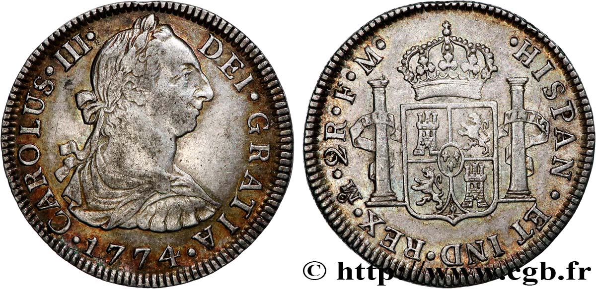 MEXIQUE 2 Reales Charles III 1774 Mexico TTB+ 