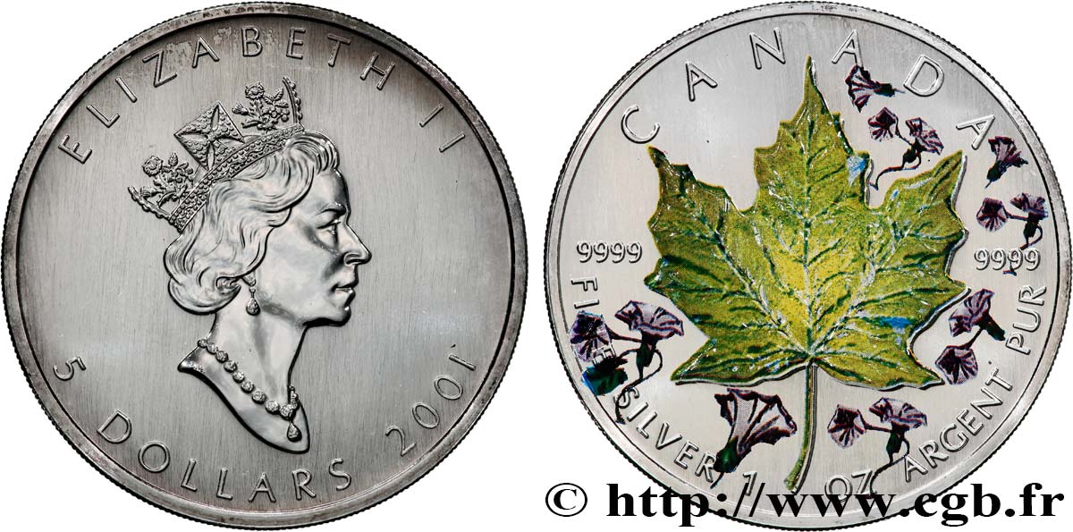 CANADá
 5 Dollars (1 once) feuille d’érable 2001  SC 