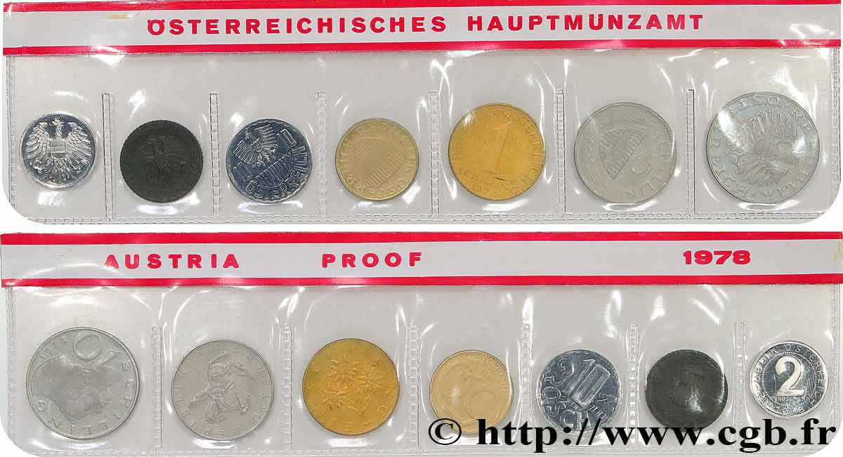 AUSTRIA Série Proof 7 Monnaies 1978 Vienne MS 