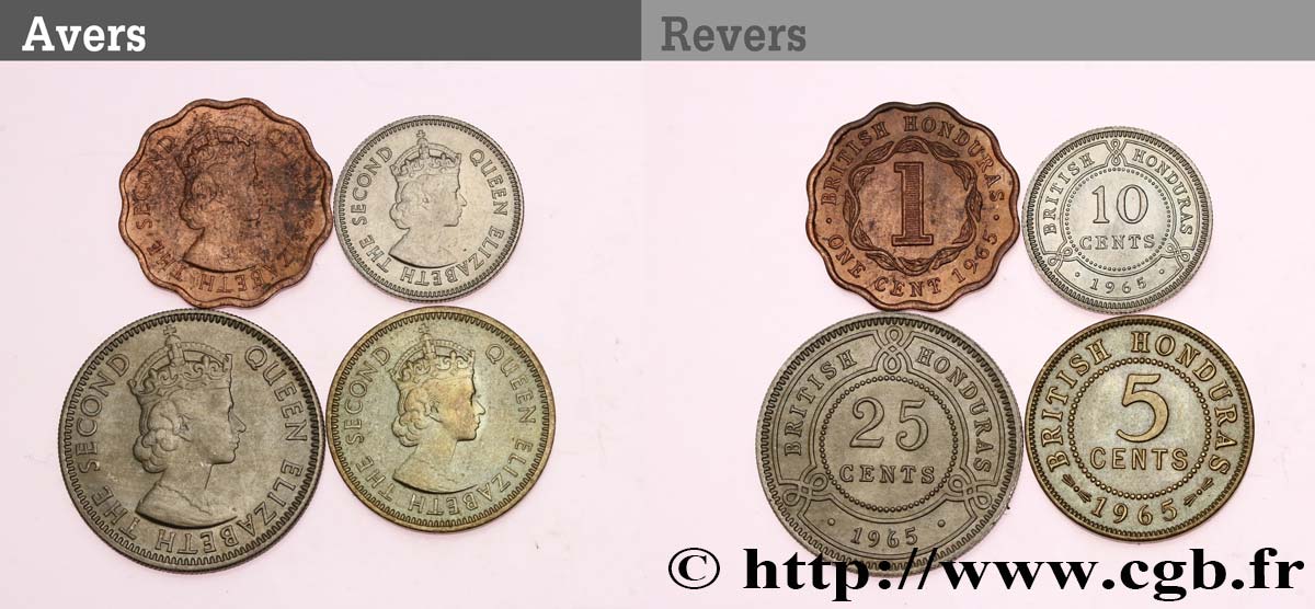 BRITISCHES HONDURAS Lot de 4 pièces 1965  VZ 