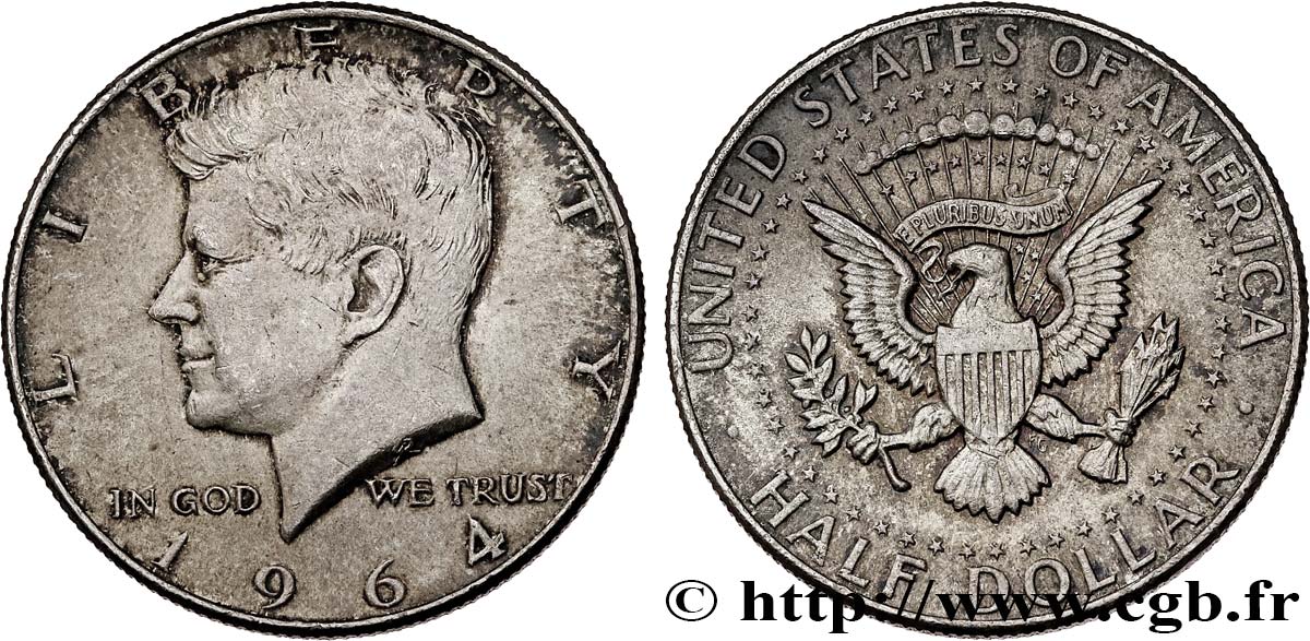VEREINIGTE STAATEN VON AMERIKA 1/2 Dollar Kennedy 1964 Philadelphie VZ 
