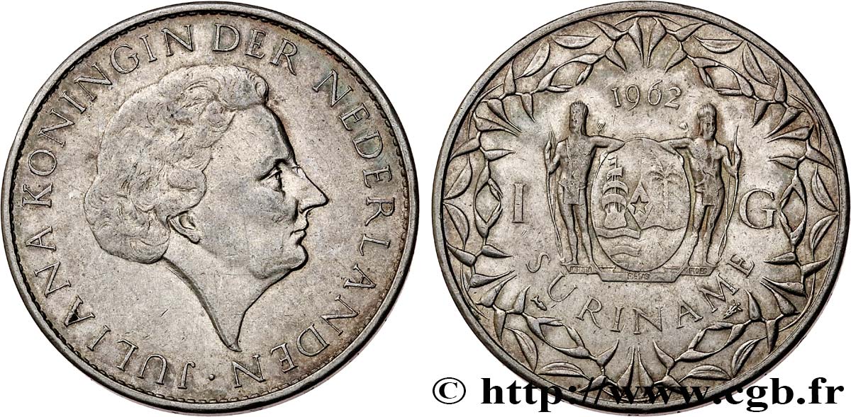 SURINAM 1 Guilden Juliana 1962  SS 