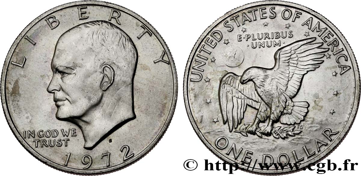 UNITED STATES OF AMERICA 1 Dollar Eisenhower 1972 San Francisco AU 