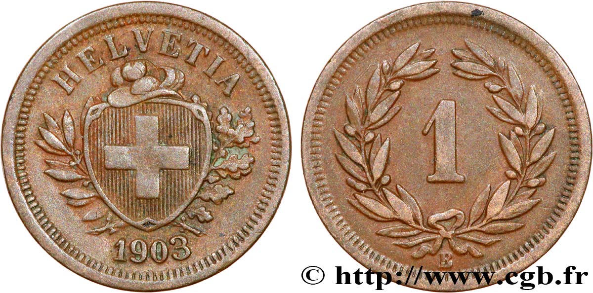 SVIZZERA  1 Centime (Rappen) Croix Suisse 1903 Berne - B q.SPL 