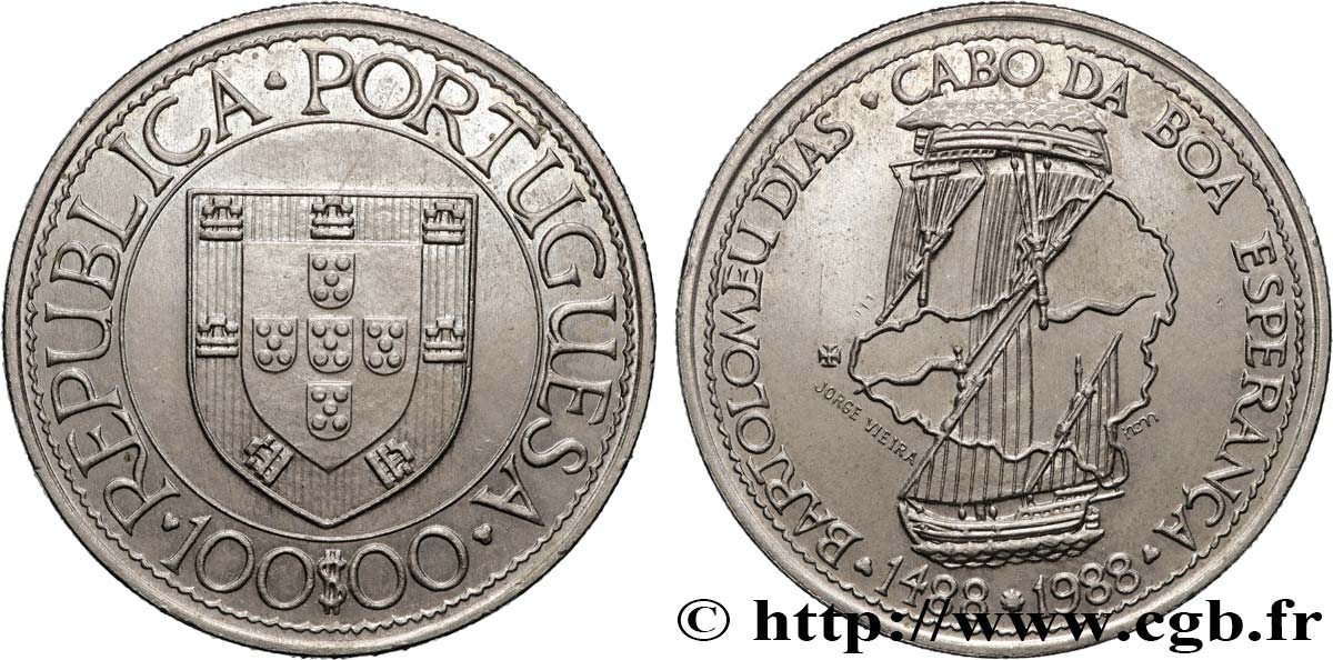 PORTUGAL 100 Escudos Bartolemeu Dias, découverte du Cap de Bonne Espérance 1988  MS 
