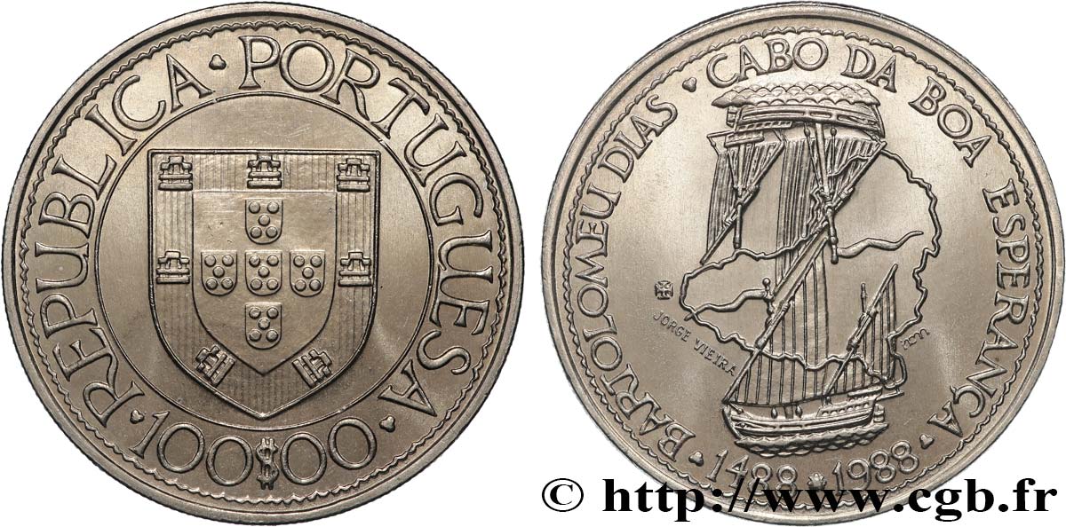 PORTUGAL 100 Escudos Bartolemeu Dias, découverte du Cap de Bonne Espérance 1988  SC 