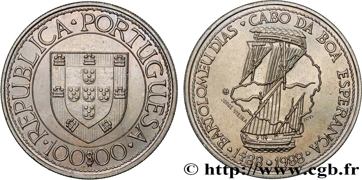 PORTUGAL 100 Escudos Bartolemeu Dias, découverte du Cap de Bonne Espérance 1988  MS 