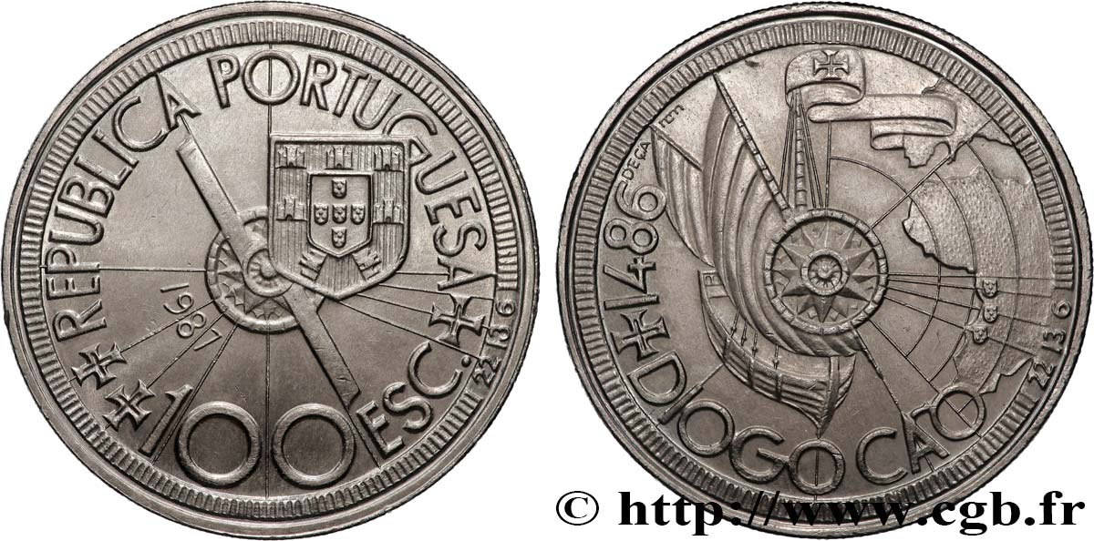 PORTOGALLO 100 Escudos Diogo Cao et l’exploration des côtes africaines en 1486 1987  MS 