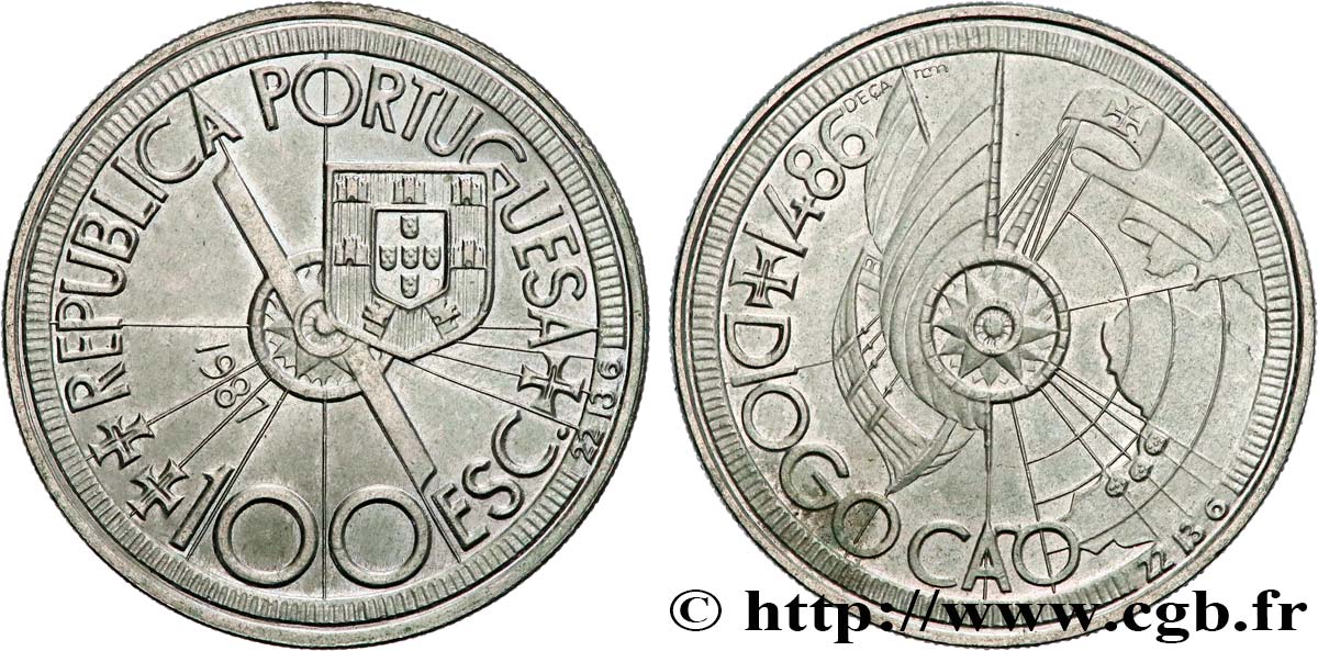 PORTOGALLO 100 Escudos Diogo Cao et l’exploration des côtes africaines en 1486 1987  MS 