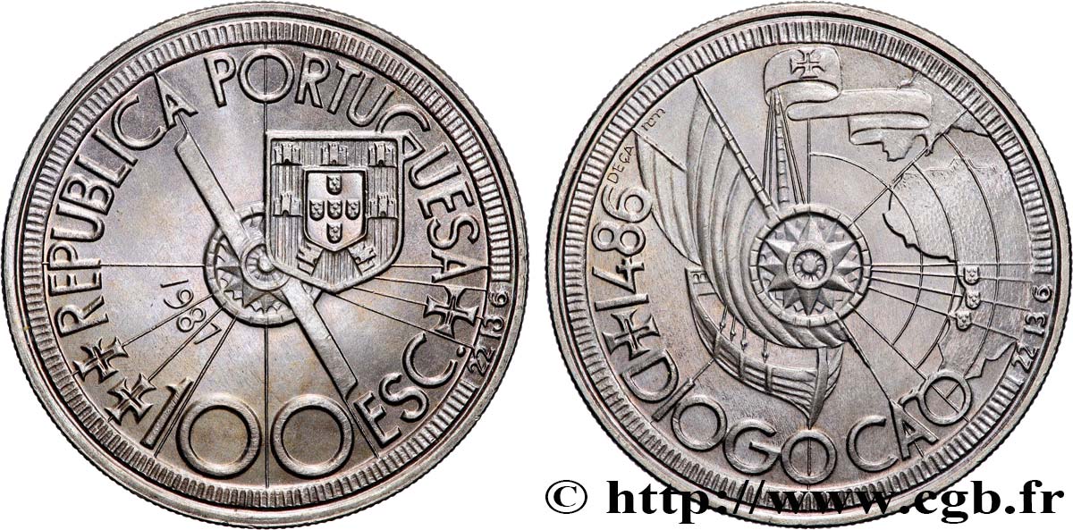 PORTUGAL 100 Escudos Diogo Cao et l’exploration des côtes africaines en 1486 1987  SC 