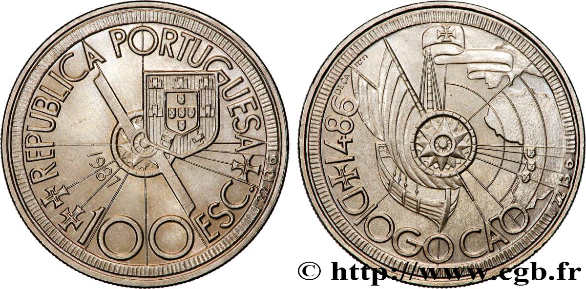 PORTUGAL 100 Escudos Diogo Cao et l’exploration des côtes africaines en 1486 1987  fST 