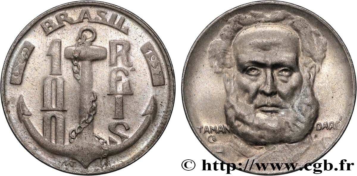 BRÉSIL 100 Reis Joaquim Marques Lisboa marquis de Tamandaré 1937 fwo