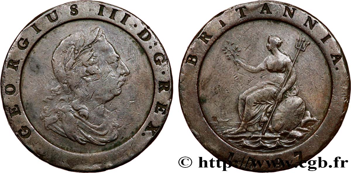 VEREINIGTEN KÖNIGREICH 2 Pence Georges III 1797  fSS 