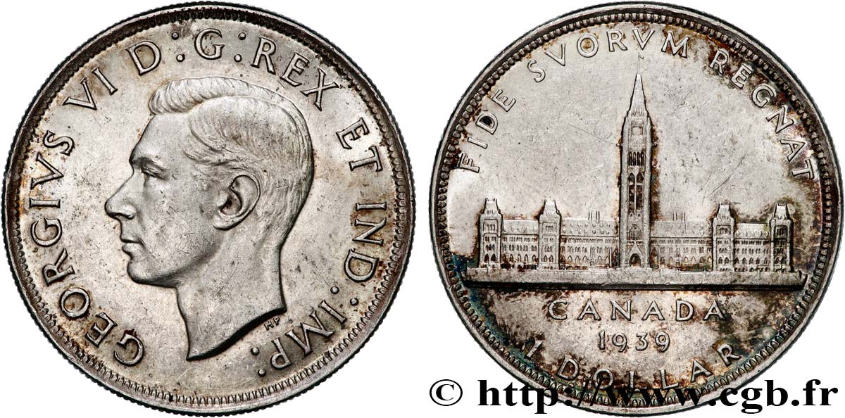 KANADA 1 Dollar Georges VI - visite royale au parlement 1939  fVZ 