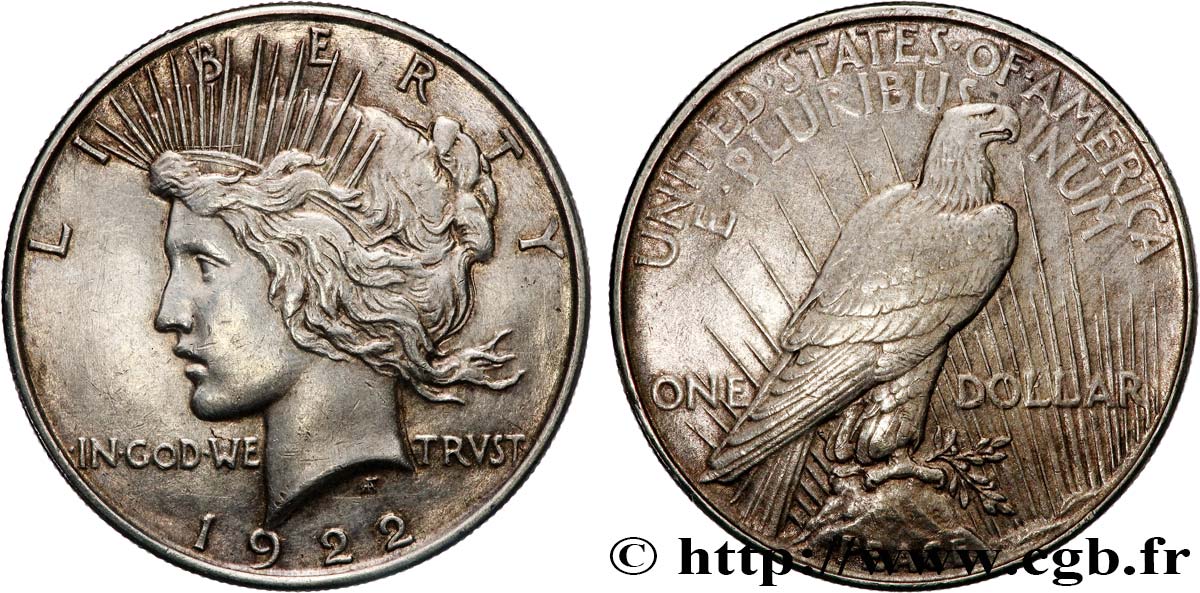 ÉTATS-UNIS D AMÉRIQUE 1 Dollar Peace 1922 Philadelphie TTB 
